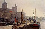 Amsterdam Canvas Paintings - A View Of Amsterdam With The St. Nicolaas Church